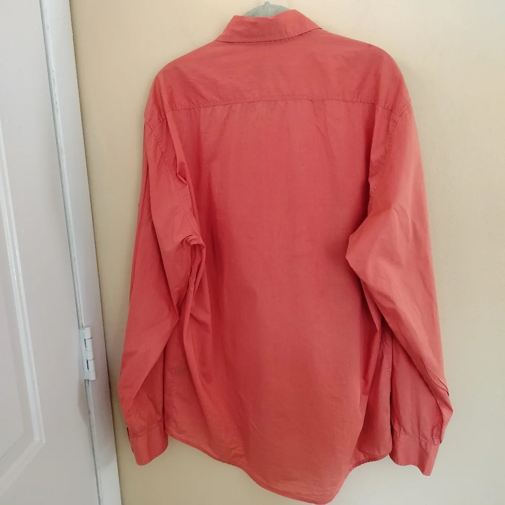 Havana Nines Mens Coral Embroidered Long Sleeve Cotton Shirt L Vacation Miami